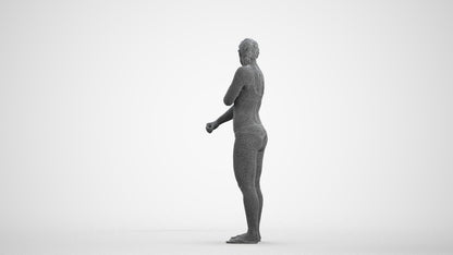scanned 3D woman pool, photogrammetry people for Enscape and V-Ray, wireframe front view