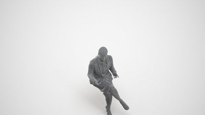 realistic 3D woman business sitting, scanned archviz people for Blender and 3ds Max, wireframe three-quarter view