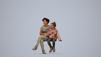 realistic 3D people girl kids, render-ready for V-Ray and Corona, FBX OBJ, top-down view render