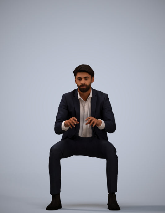 scanned 3D man business, photogrammetry people for Enscape and V-Ray