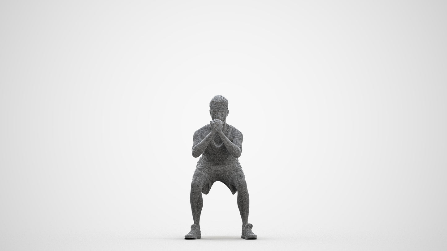 photogrammetry 3D man sport, realistic human model archviz FBX, three-quarter front view render