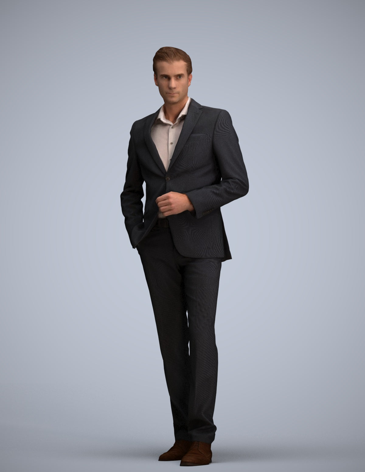 3D scanned man standing business, photorealistic archviz people for Enscape and SketchUp