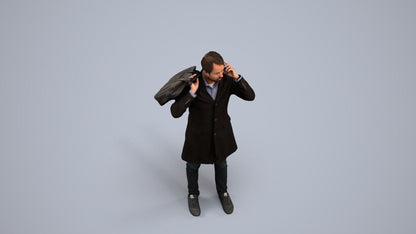 scanned 3D man business standing, photogrammetry people for Enscape and V-Ray, back view render