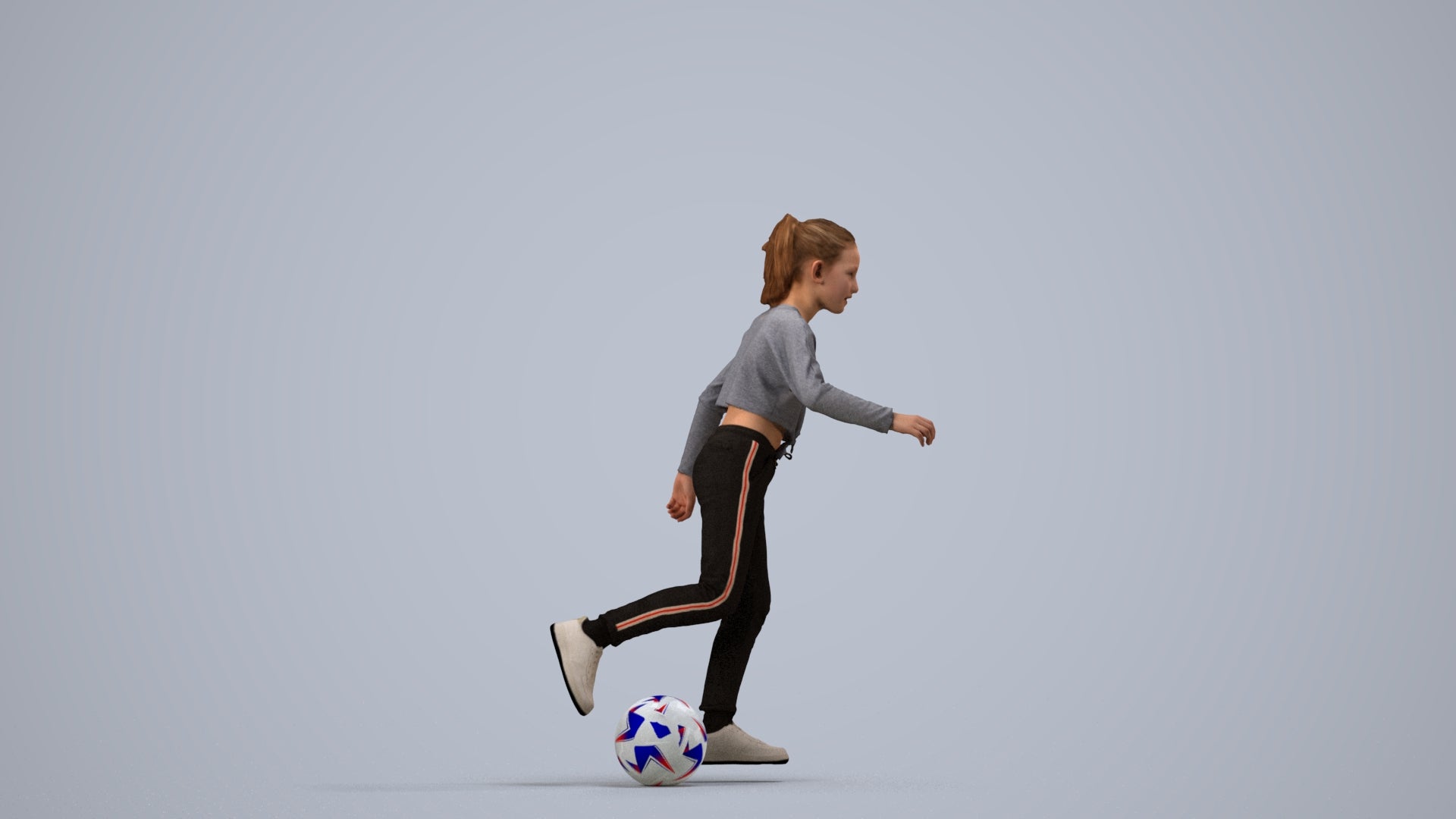 3D scanned girl kids sport, photorealistic archviz people for Enscape and SketchUp, side view render