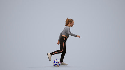 3D scanned girl kids sport, photorealistic archviz people for Enscape and SketchUp, side view render
