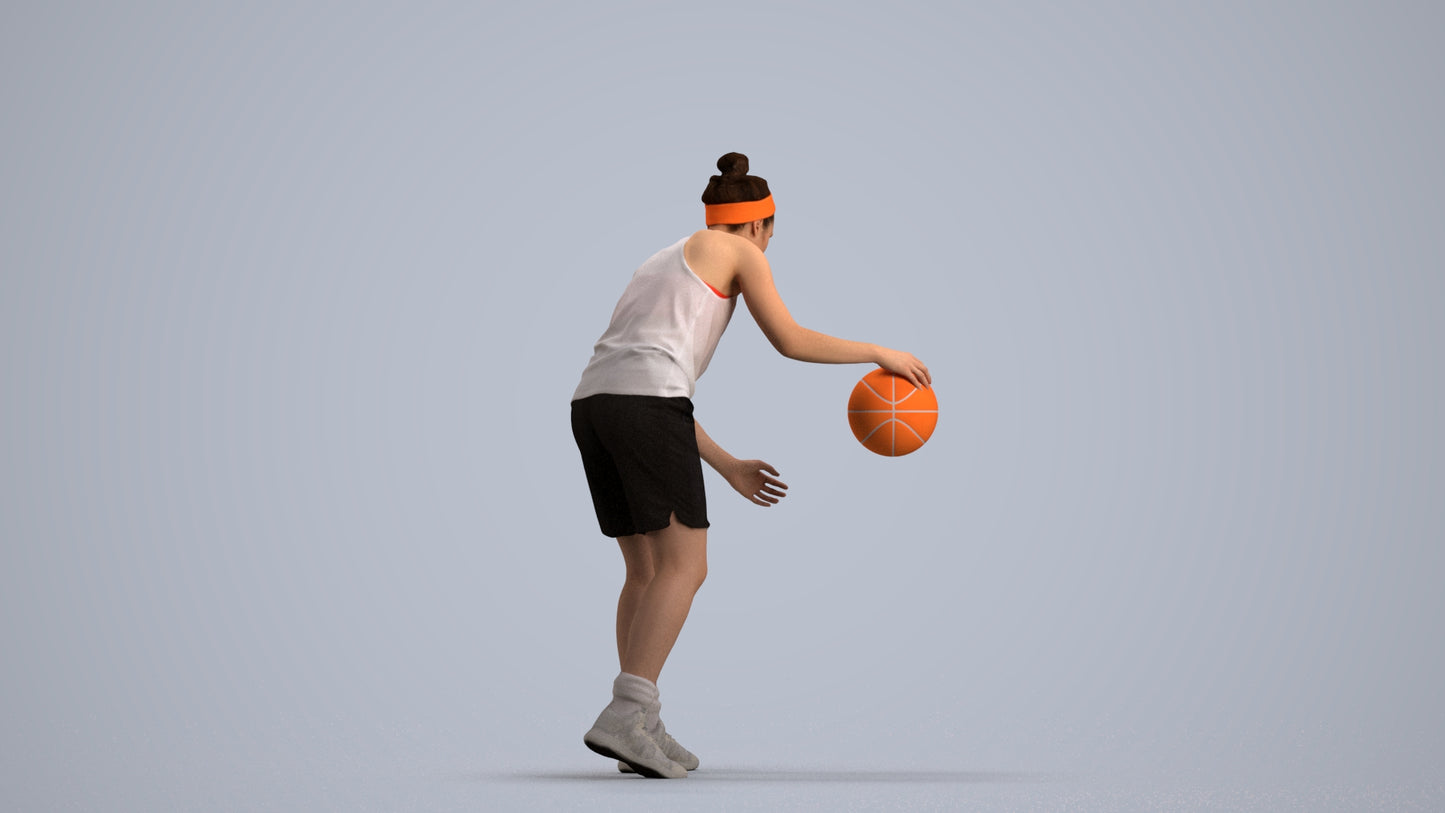 realistic 3D human woman sport, archviz people FBX OBJ for Blender, front view render