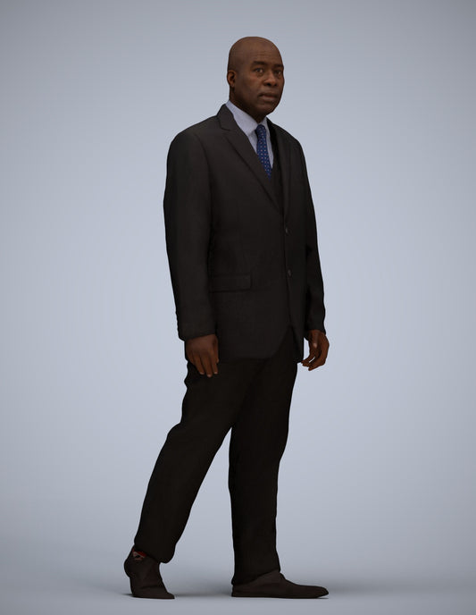 3D scanned man walking business, photorealistic archviz people for Enscape and SketchUp
