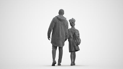 realistic 3D human girl kids, archviz people FBX OBJ for Blender, wireframe front view