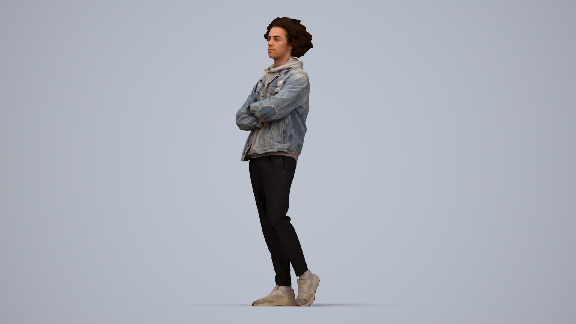 scanned 3D man casual standing, photogrammetry people for Enscape and V-Ray, top-down view render