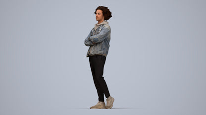 scanned 3D man casual standing, photogrammetry people for Enscape and V-Ray, top-down view render