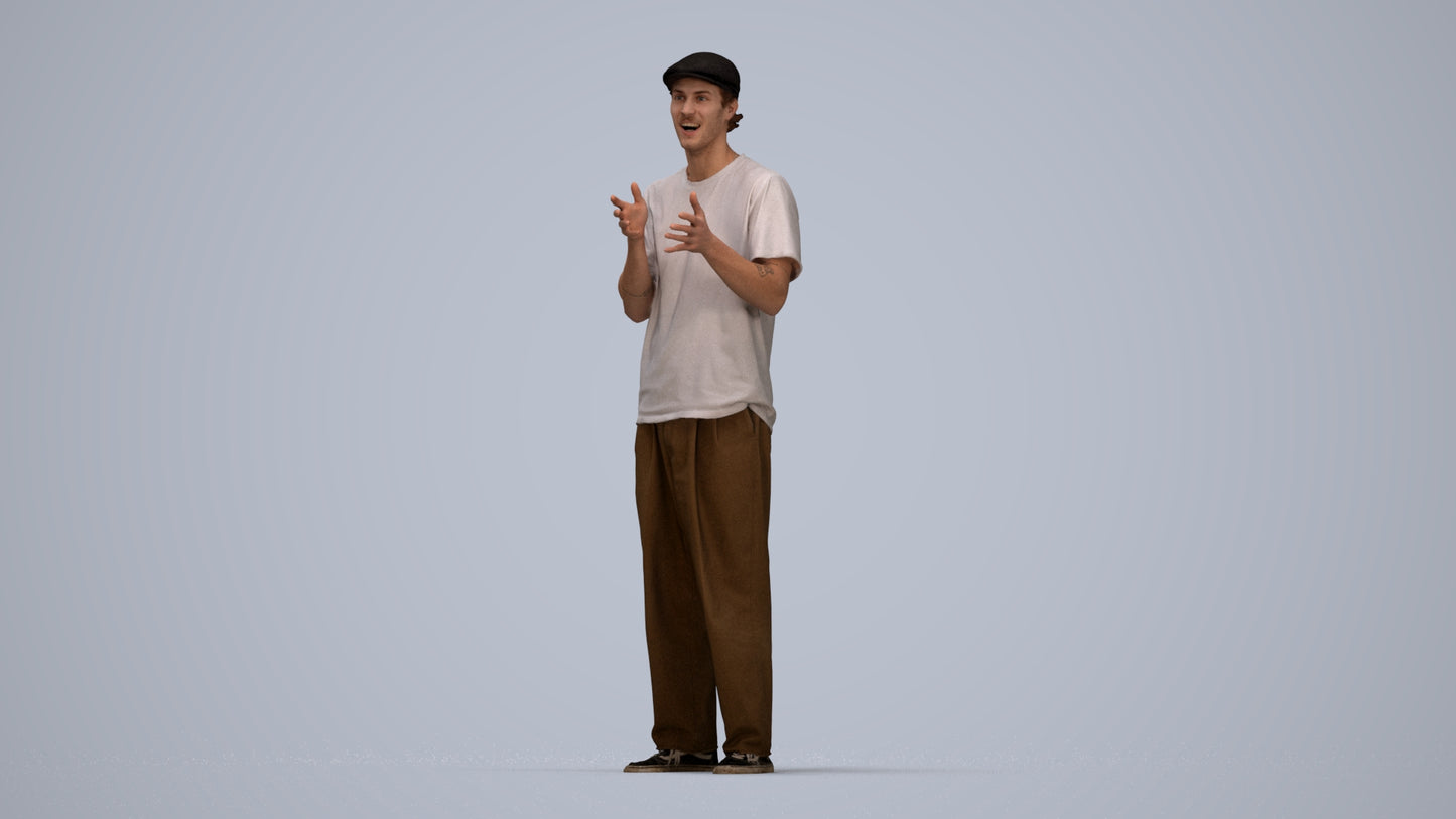 scanned 3D man casual standing, photogrammetry people for Enscape and V-Ray, top-down view render