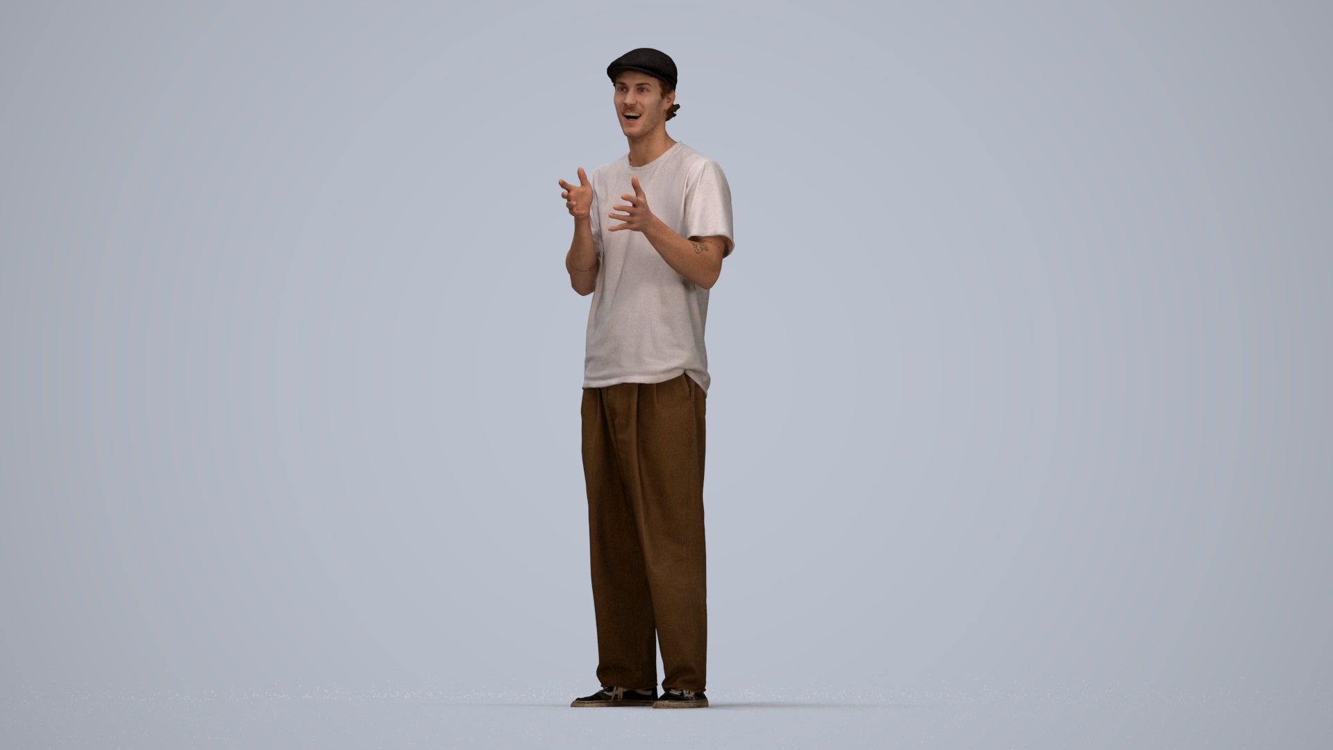 scanned 3D man casual standing, photogrammetry people for Enscape and V-Ray, top-down view render