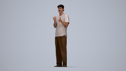 scanned 3D man casual standing, photogrammetry people for Enscape and V-Ray, top-down view render