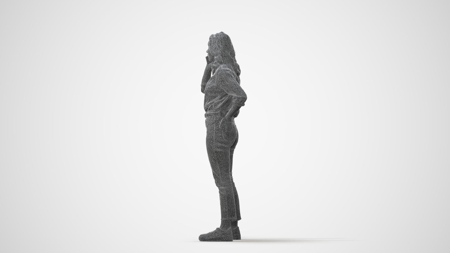 photogrammetry 3D woman casual standing, realistic human model archviz FBX, square thumbnail