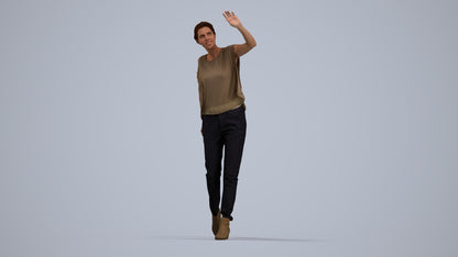 3D scanned woman standing casual, photorealistic archviz people for Enscape and SketchUp, standing pose render