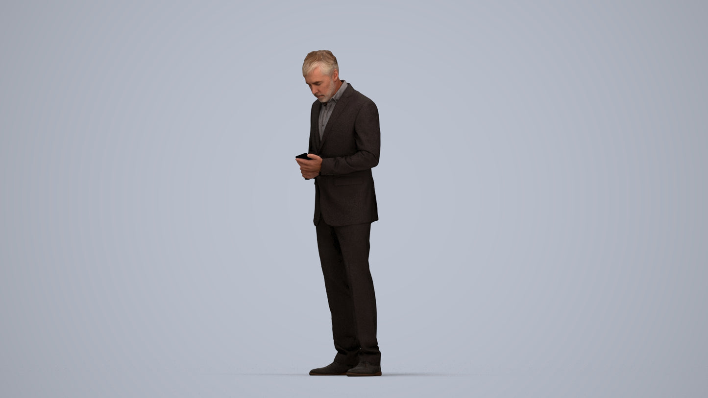 scanned 3D man business, photogrammetry people for Enscape and V-Ray, top-down view render