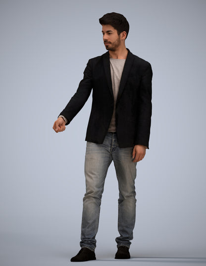 3D people model man casual door, scanned human for 3ds Max rendering