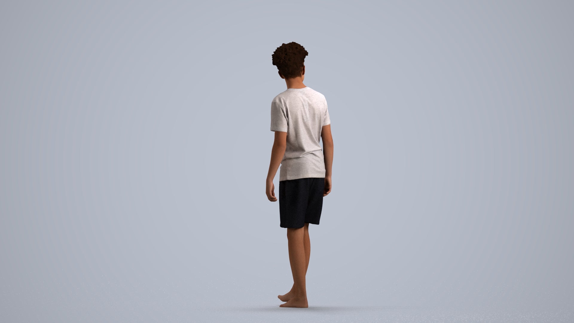 realistic 3D boy casual kids, scanned archviz people for Blender and 3ds Max, front view render