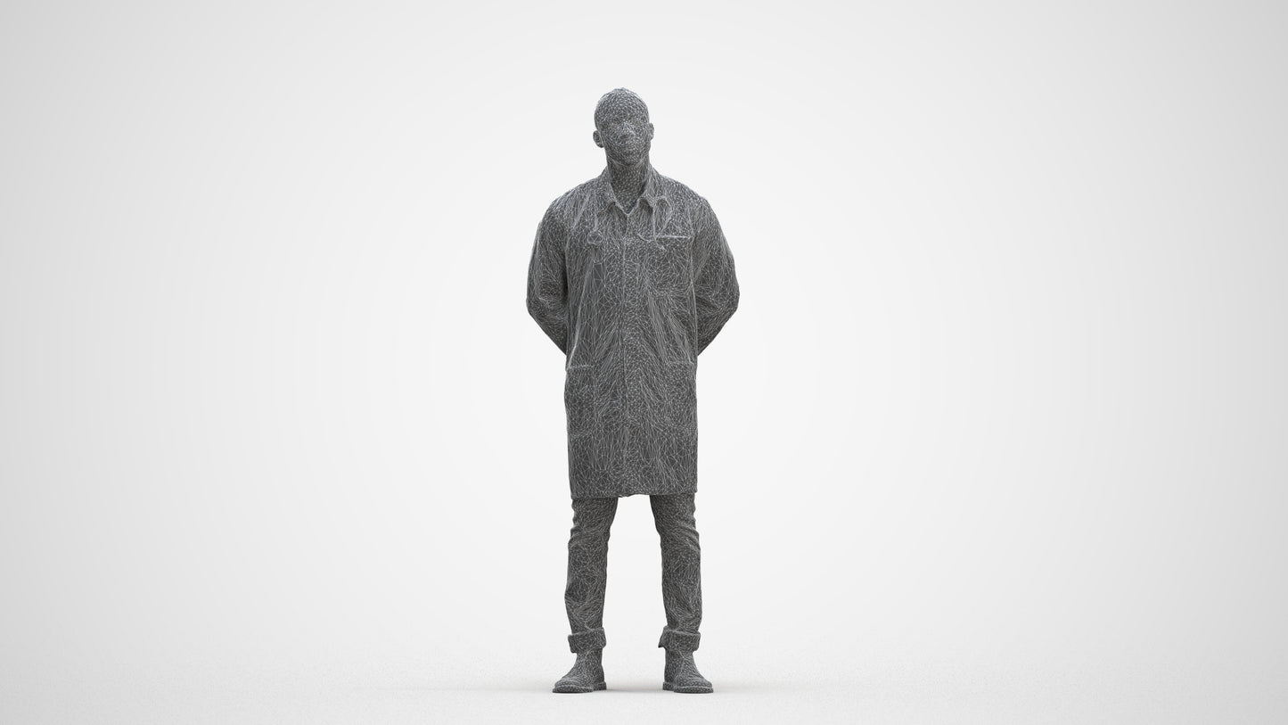 photogrammetry 3D man medical, realistic human model archviz FBX, three-quarter front view render