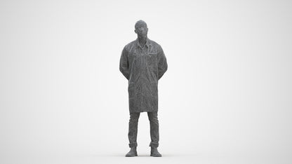 photogrammetry 3D man medical, realistic human model archviz FBX, three-quarter front view render