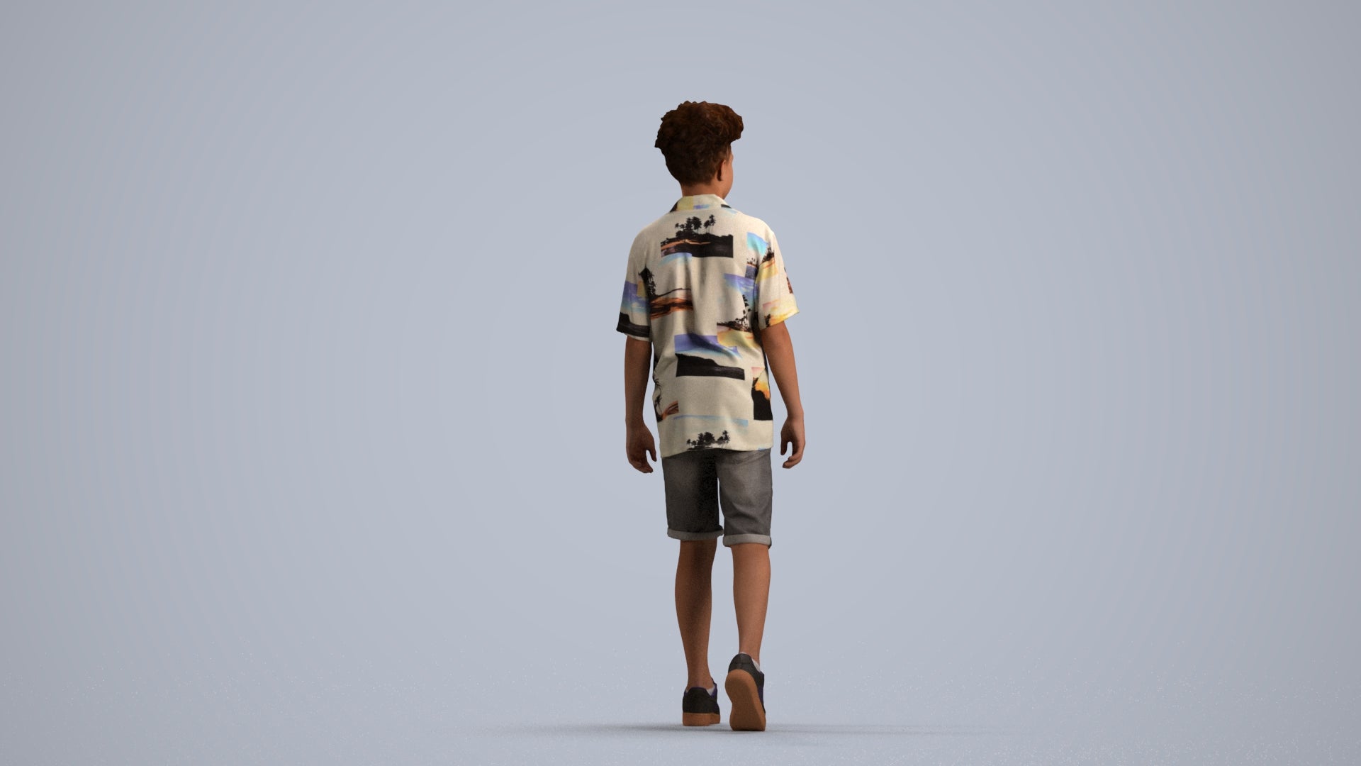 realistic 3D boy casual kids, scanned archviz people for Blender and 3ds Max, front view render