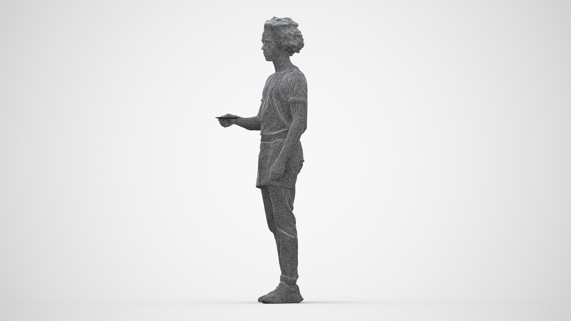 realistic 3D human man door, archviz people FBX OBJ for Blender, wireframe back view