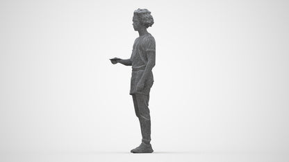 realistic 3D human man door, archviz people FBX OBJ for Blender, wireframe back view