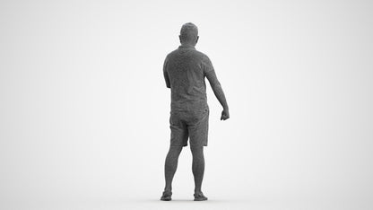 realistic 3D man casual standing, scanned archviz people for Blender and 3ds Max, wireframe front view