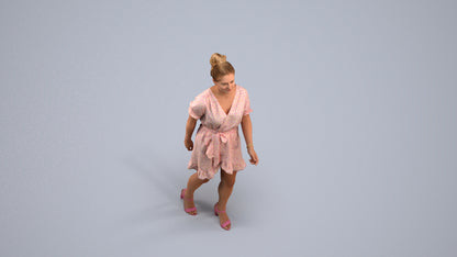 photogrammetry 3D woman casual walking, realistic human model archviz FBX, back view render