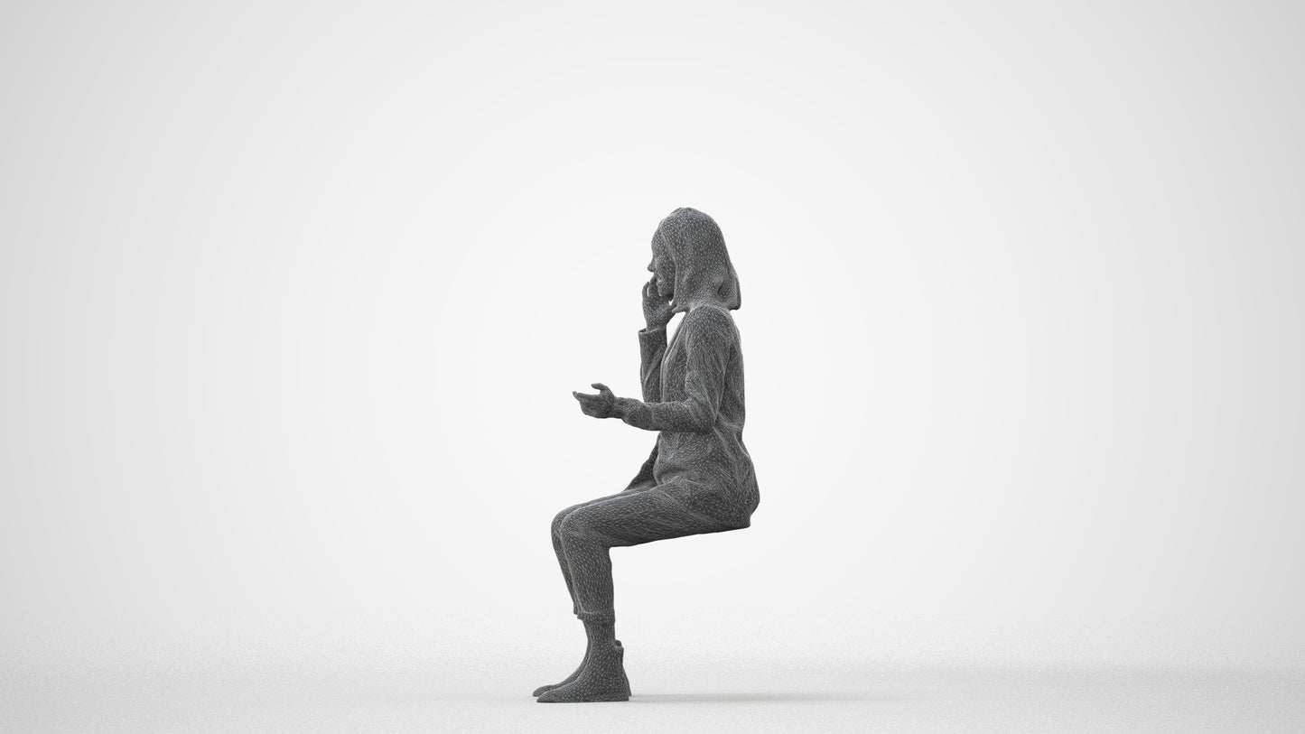 3D human model woman business, photogrammetry scanned person for archviz, square thumbnail
