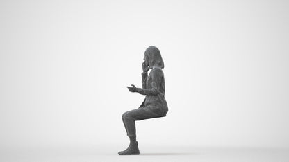 3D human model woman business, photogrammetry scanned person for archviz, square thumbnail