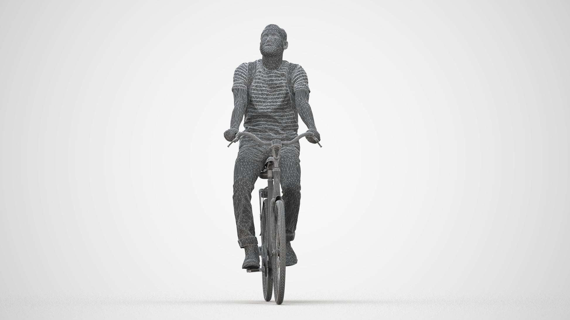 photogrammetry 3D man casual sitting, realistic human model archviz FBX, wireframe back view