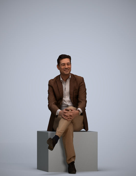 3D people model man business sitting, scanned human for 3ds Max rendering