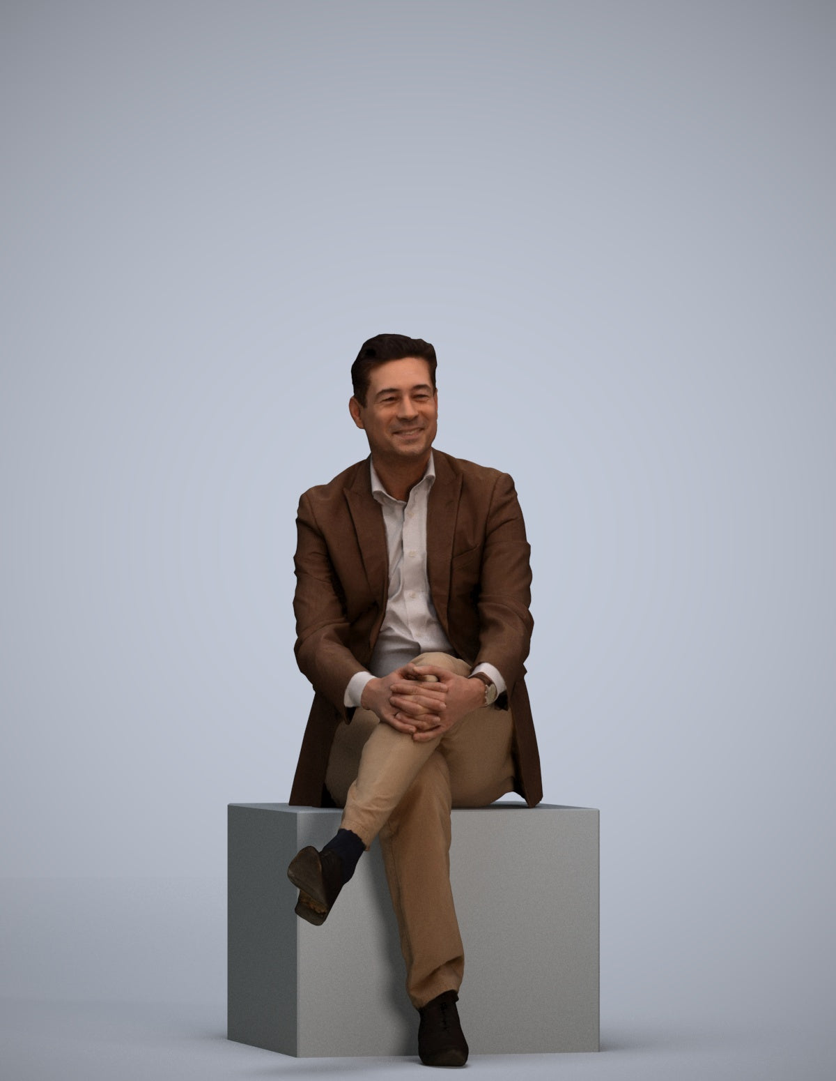 3D people model man business sitting, scanned human for 3ds Max rendering