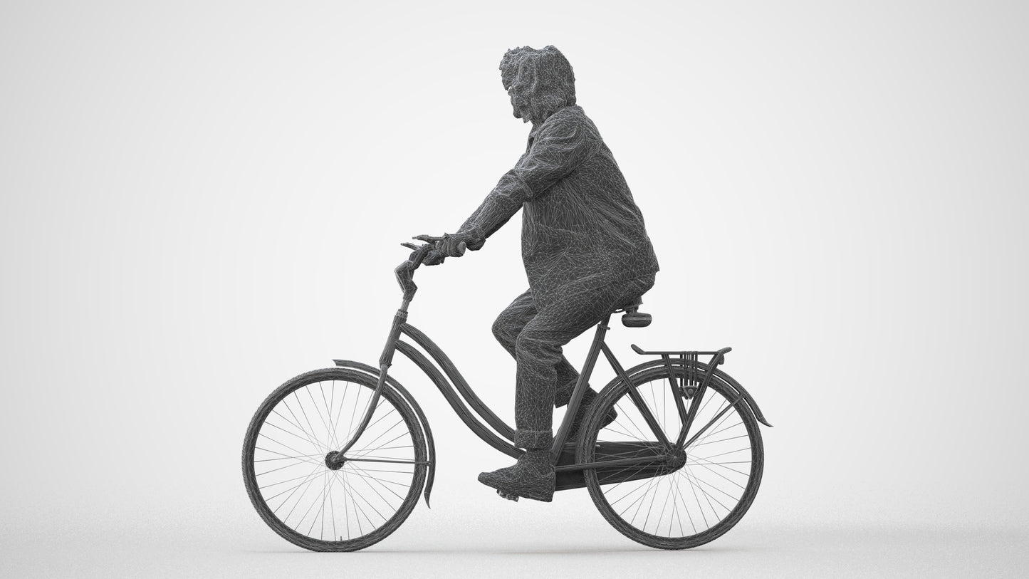 scanned 3D man casual cycling, photogrammetry people for Enscape and V-Ray, square thumbnail