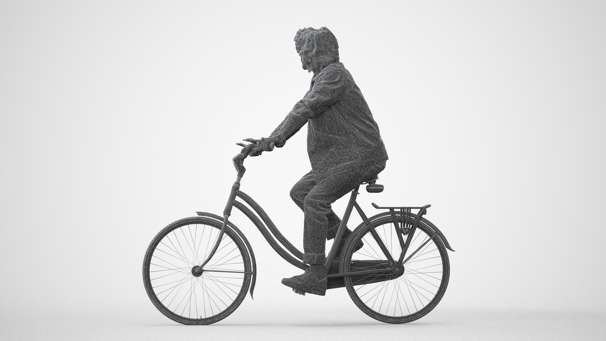scanned 3D man casual cycling, photogrammetry people for Enscape and V-Ray, square thumbnail