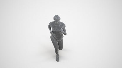 realistic 3D woman sport walking, scanned archviz people for Blender and 3ds Max, wireframe three-quarter view