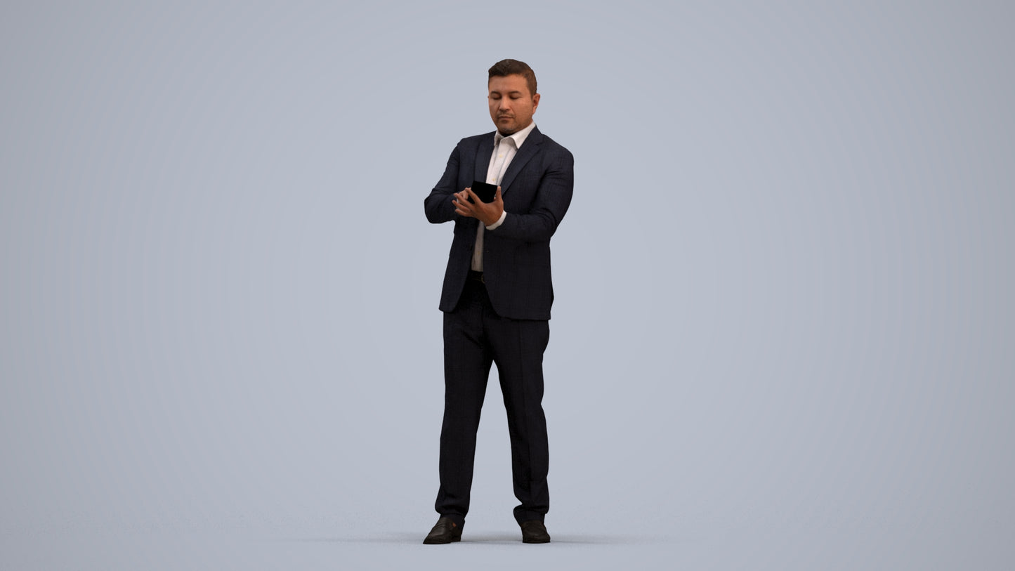 3D scanned man business, photorealistic archviz people for Enscape and SketchUp, standing pose render