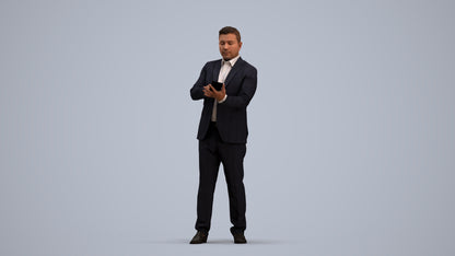 3D scanned man business, photorealistic archviz people for Enscape and SketchUp, standing pose render