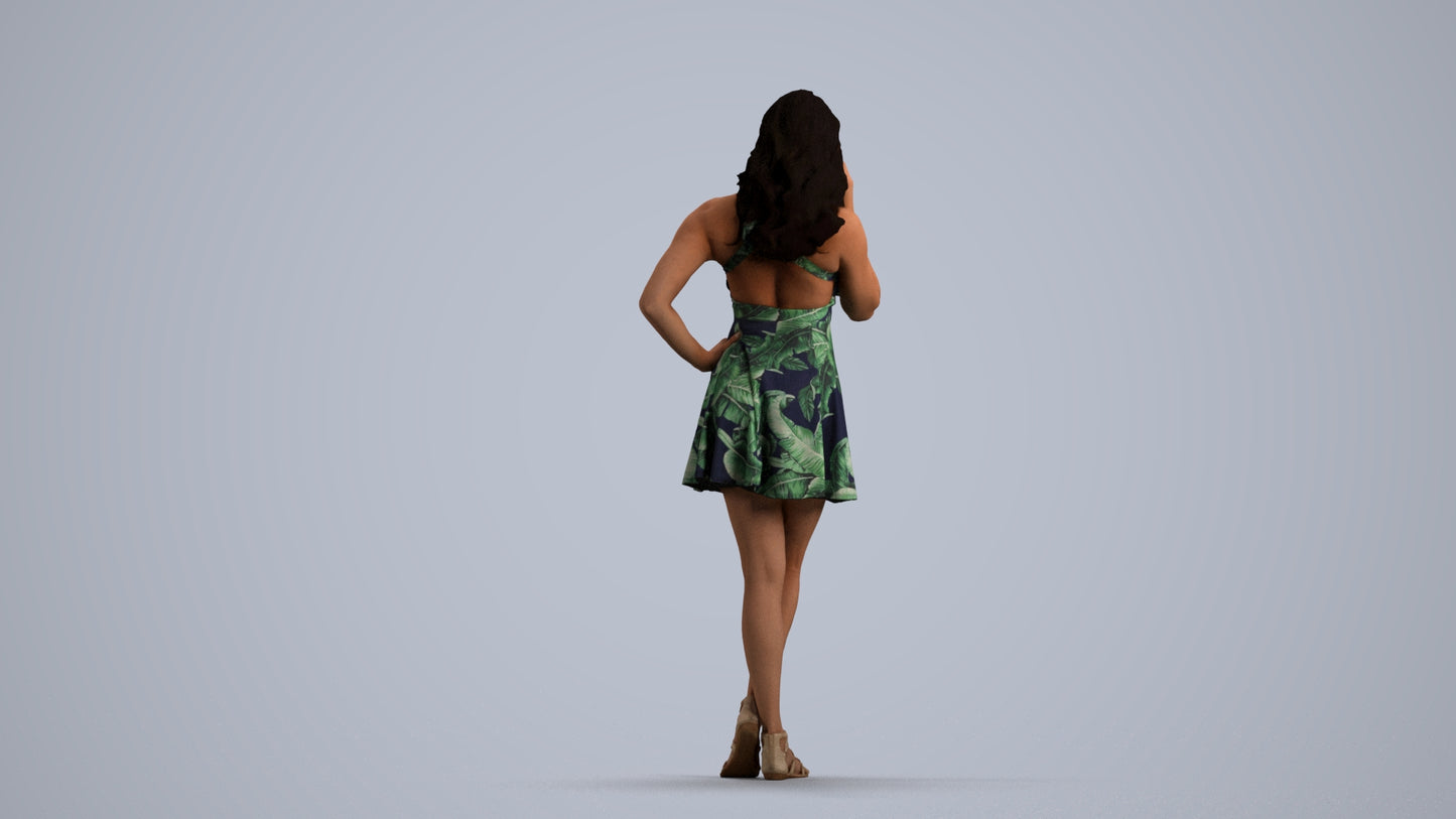 photogrammetry 3D woman standing, realistic human model archviz FBX, front view render