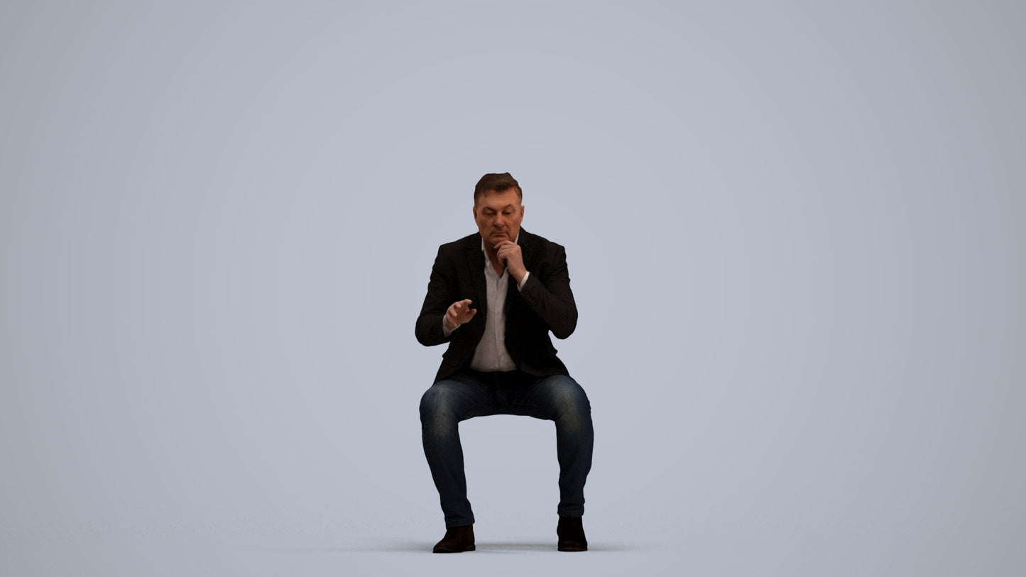 3D people model man business, scanned human for 3ds Max rendering, standing pose render
