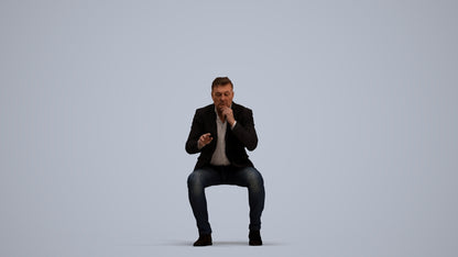 3D people model man business, scanned human for 3ds Max rendering, standing pose render
