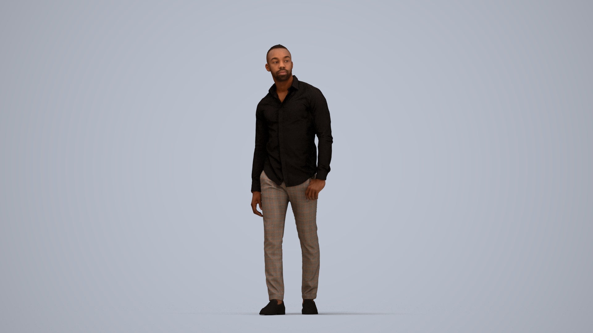 photogrammetry 3D man business walking, realistic human model archviz FBX, top-down view render