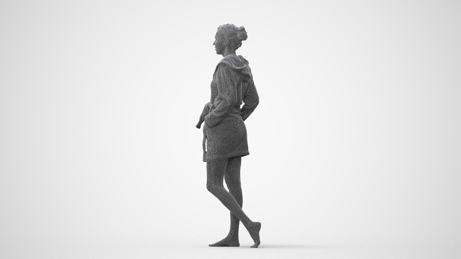 realistic 3D woman bathroom, scanned archviz people for Blender and 3ds Max, square thumbnail