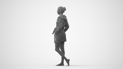 realistic 3D woman bathroom, scanned archviz people for Blender and 3ds Max, square thumbnail