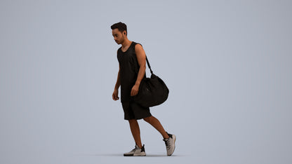 3D people model man sport, scanned human for 3ds Max rendering, standing pose render