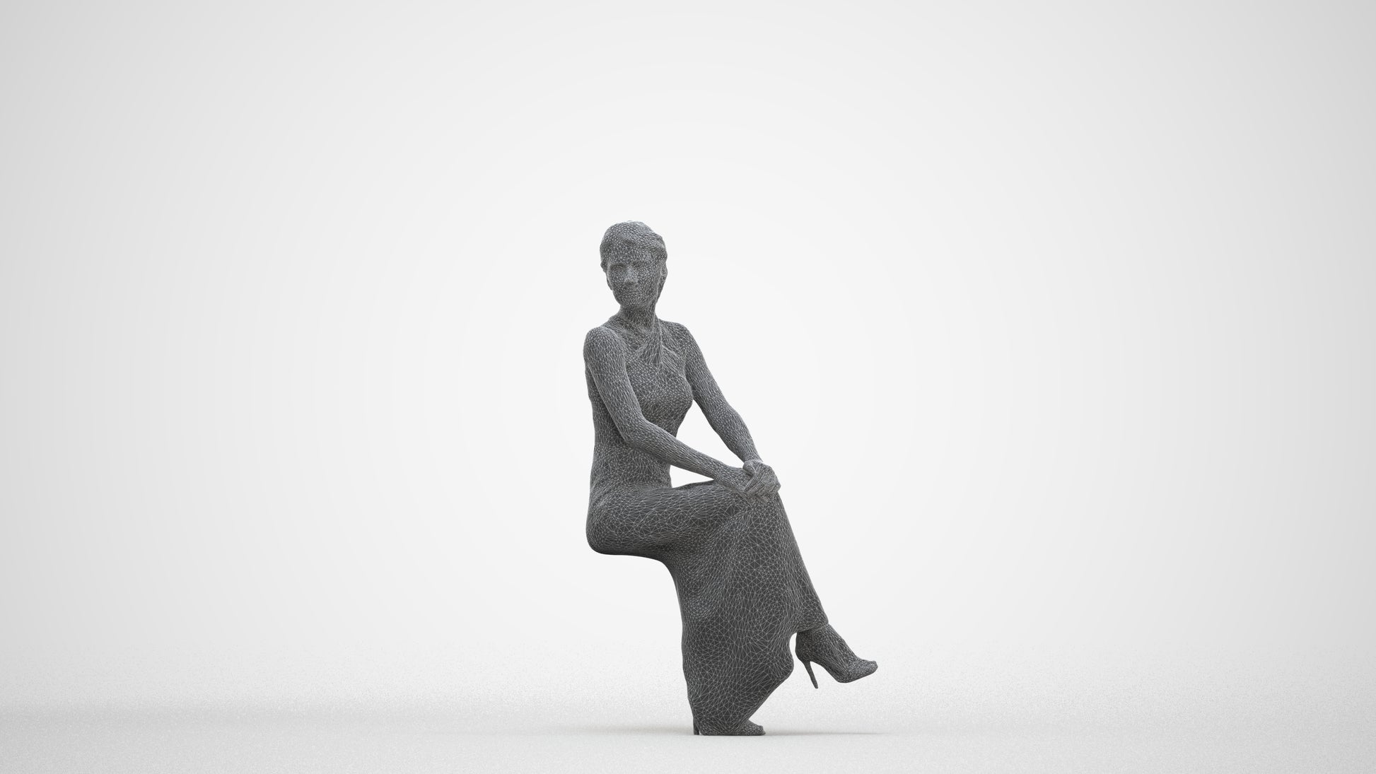 realistic 3D woman formal formalaffairs, scanned archviz people for Blender and 3ds Max, three-quarter front view render