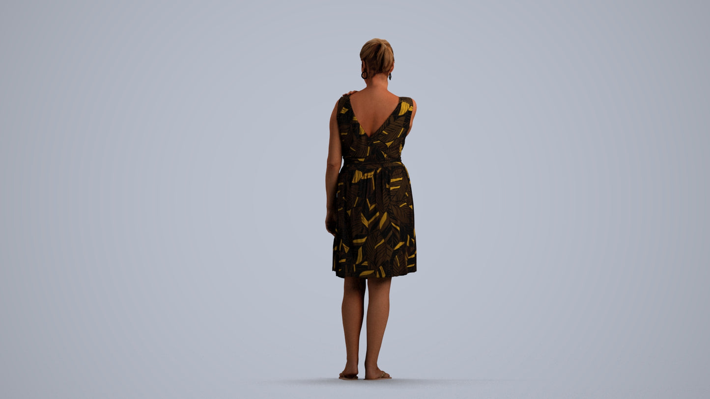 realistic 3D people woman casual standing, render-ready for V-Ray and Corona, FBX OBJ, front view render