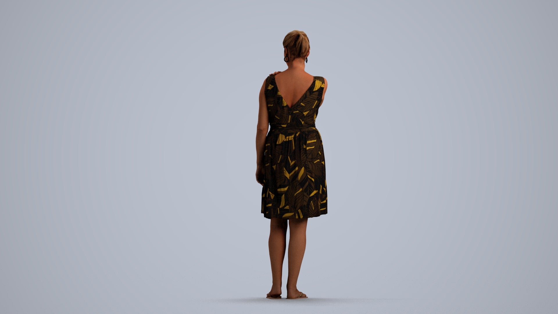 realistic 3D people woman casual standing, render-ready for V-Ray and Corona, FBX OBJ, front view render