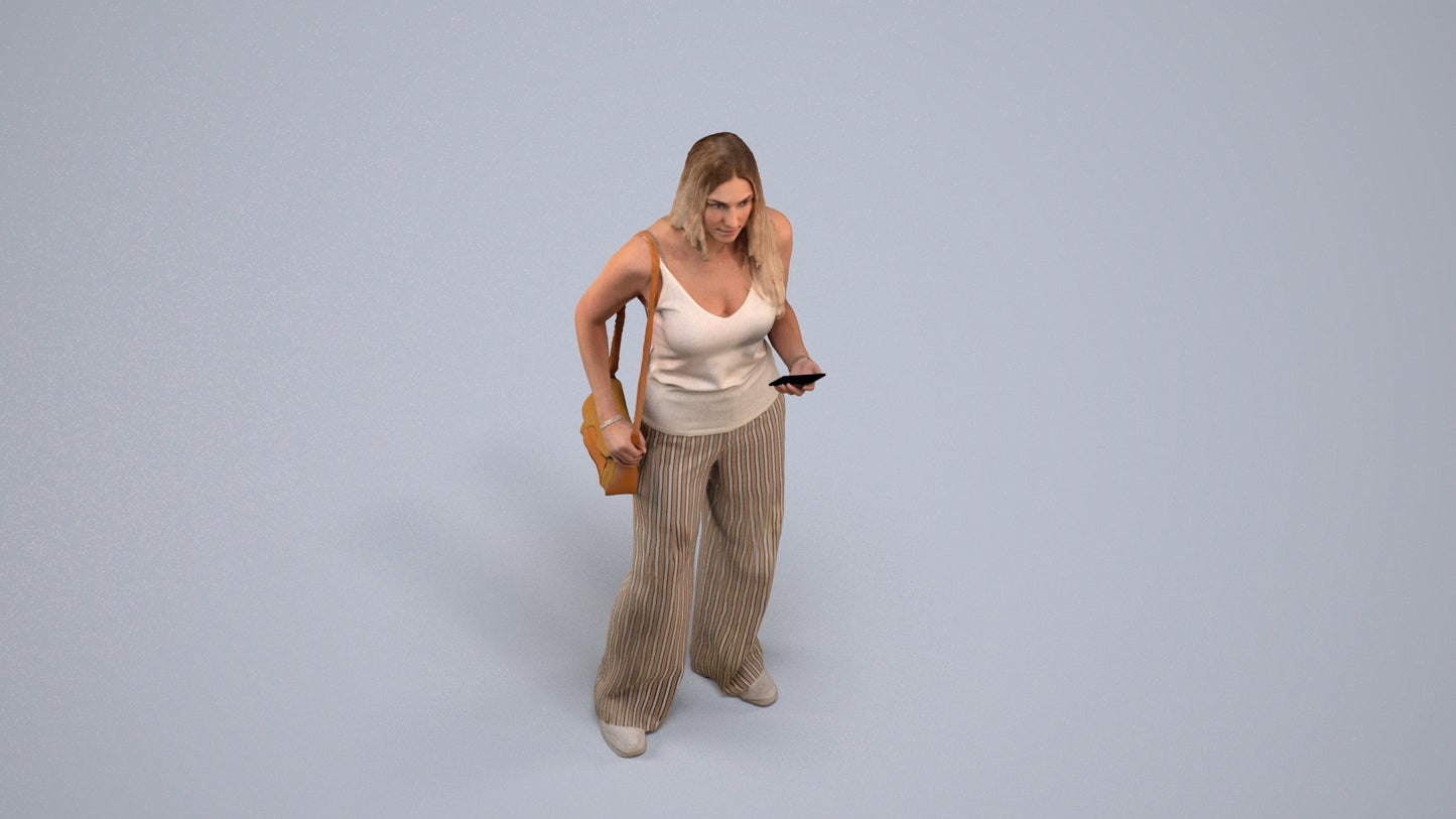 realistic 3D people woman casual standing, render-ready for V-Ray and Corona, FBX OBJ, back view render